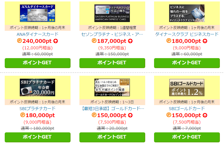 ポイントタウン経由でクレジットカード発行